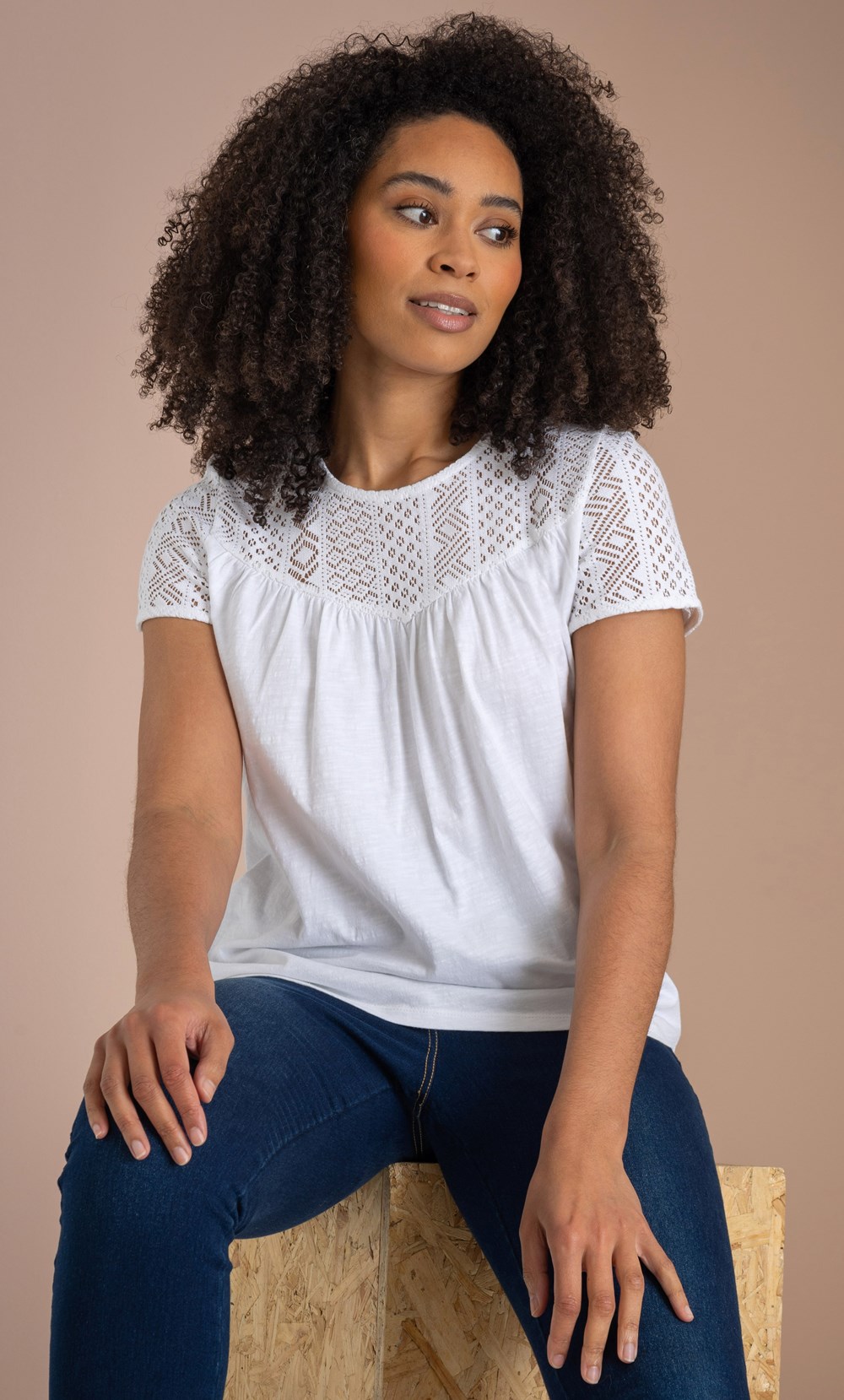 Lace Trim Jersey Top