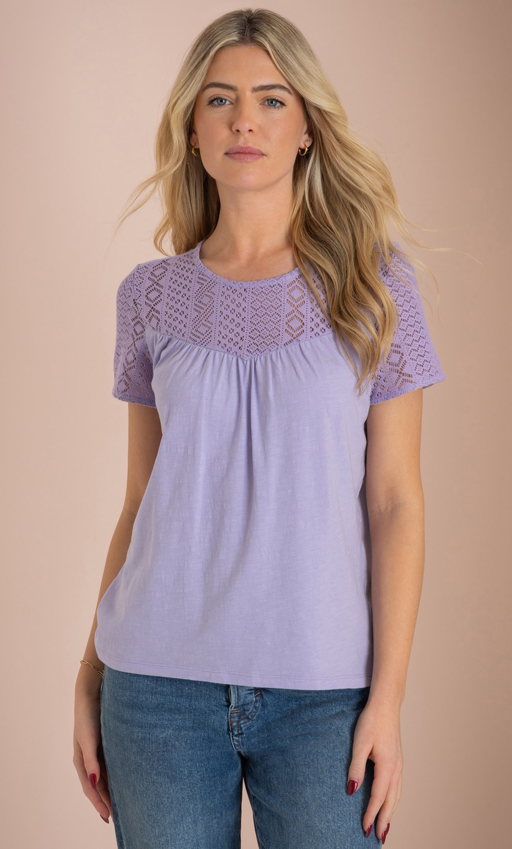 Lace Trim Jersey Top