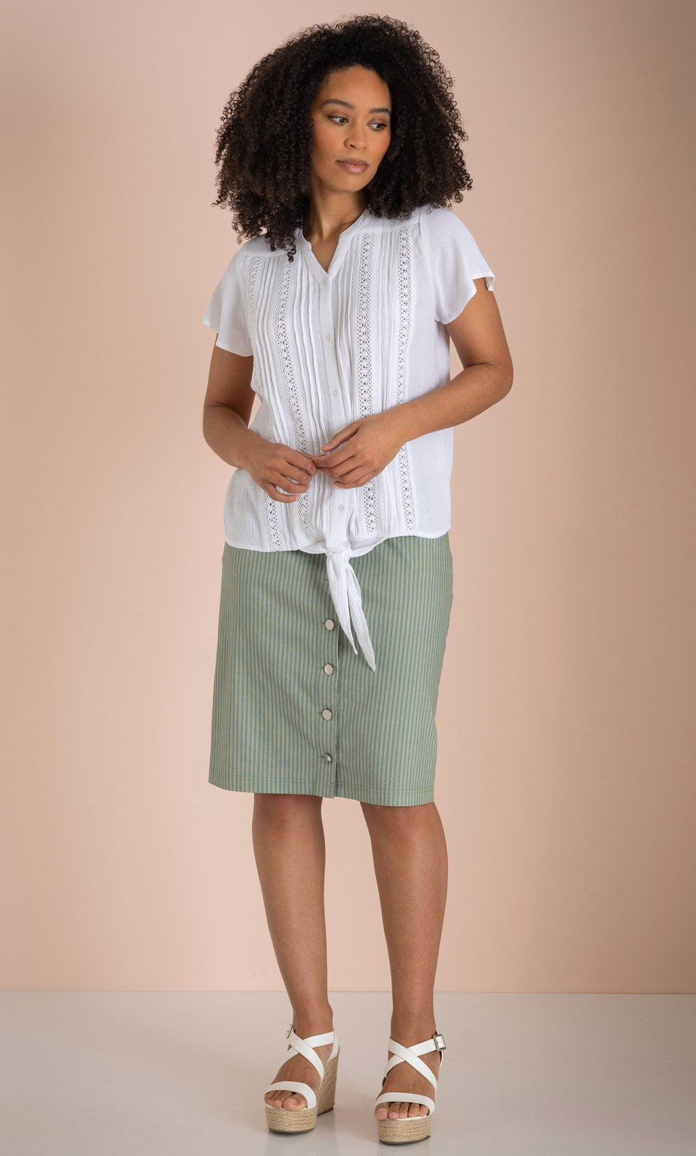 Tie Front Short Sleeve Blouse