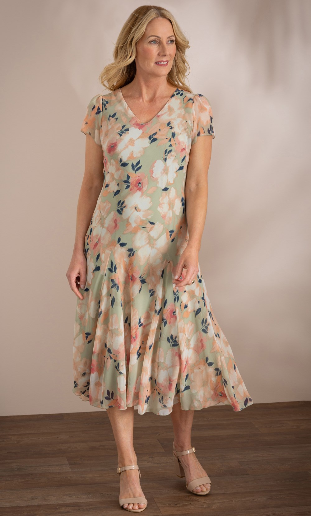 Anna Rose Floral Print Midi Dress