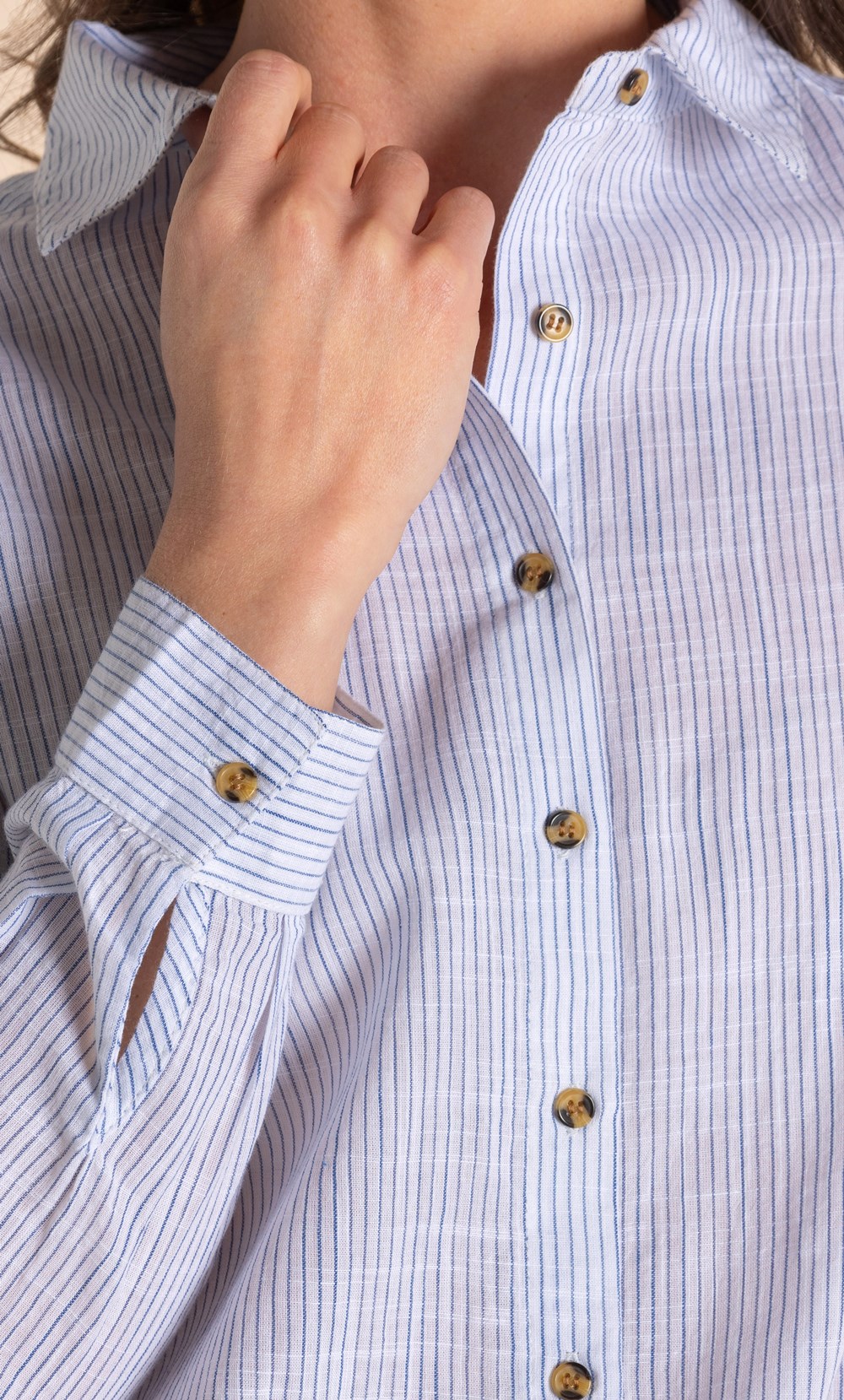 Striped Tie Front Cotton Shirt