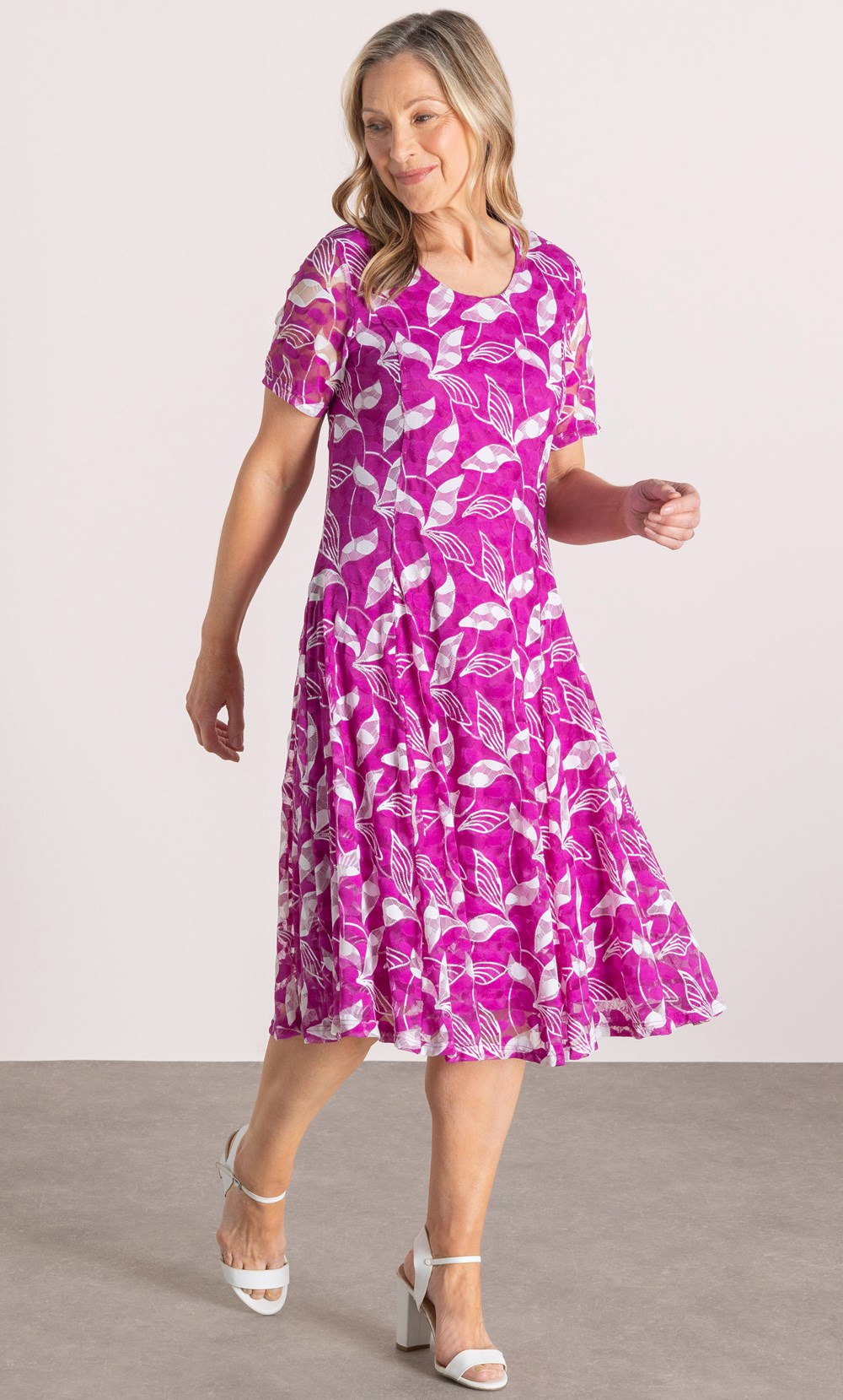 Anna Rose Printed Lace Panelled Dress