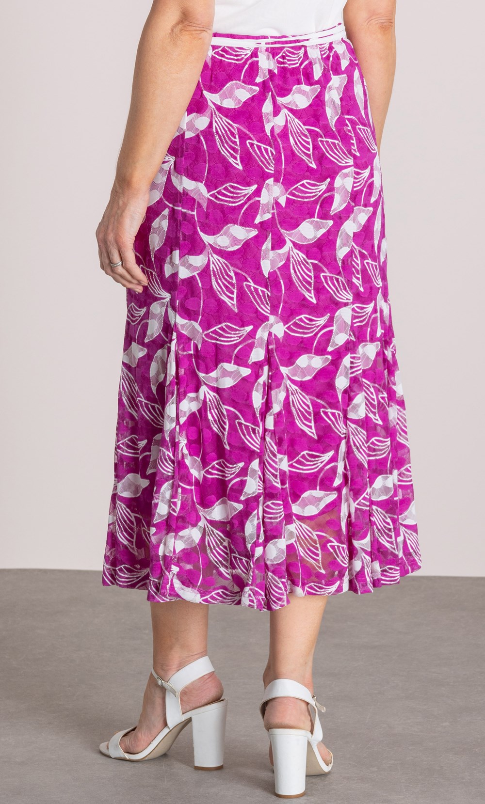Anna Rose Printed Lace Midi Skirt