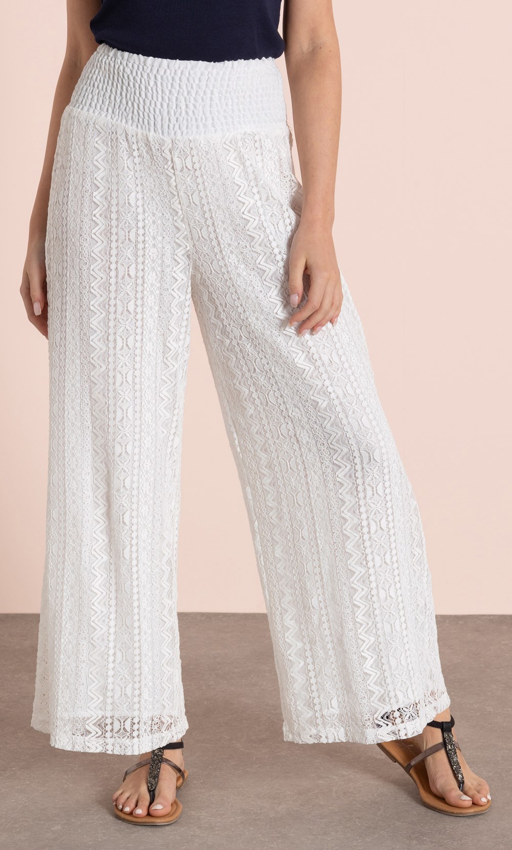 Wide Leg Lace Pull On Trousers