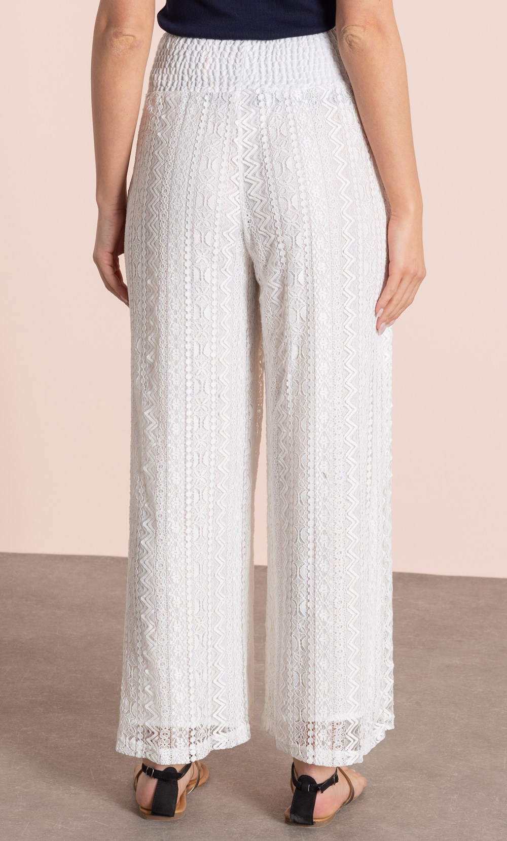 Wide Leg Lace Pull On Trousers