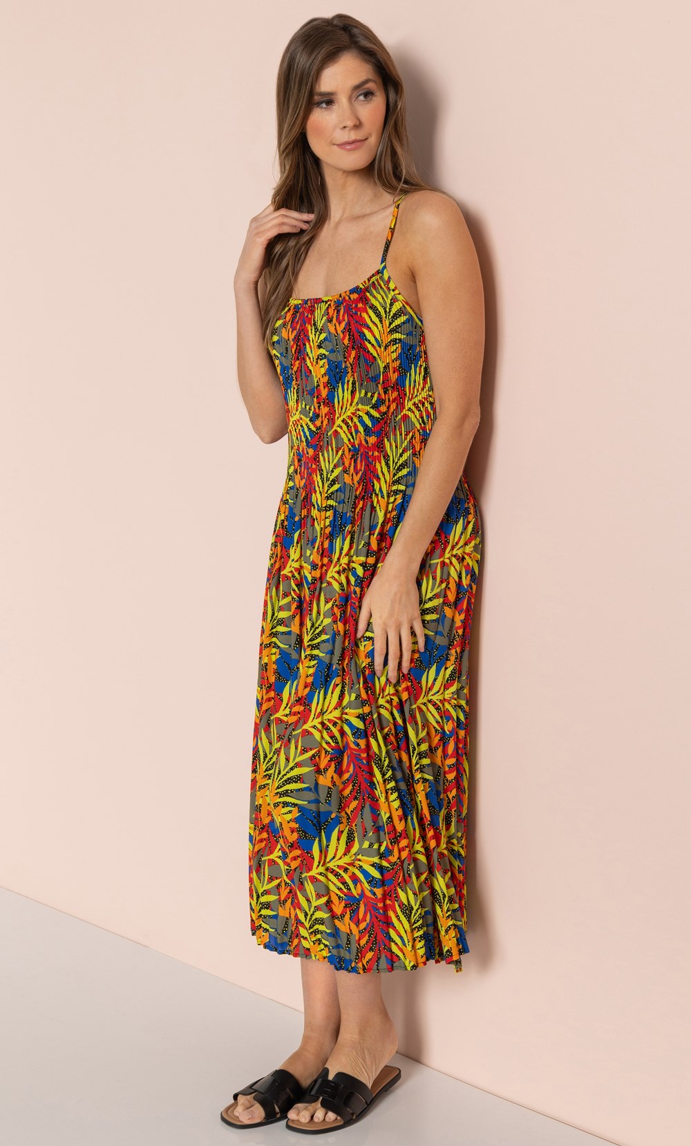 Pleat Printed Maxi Dress