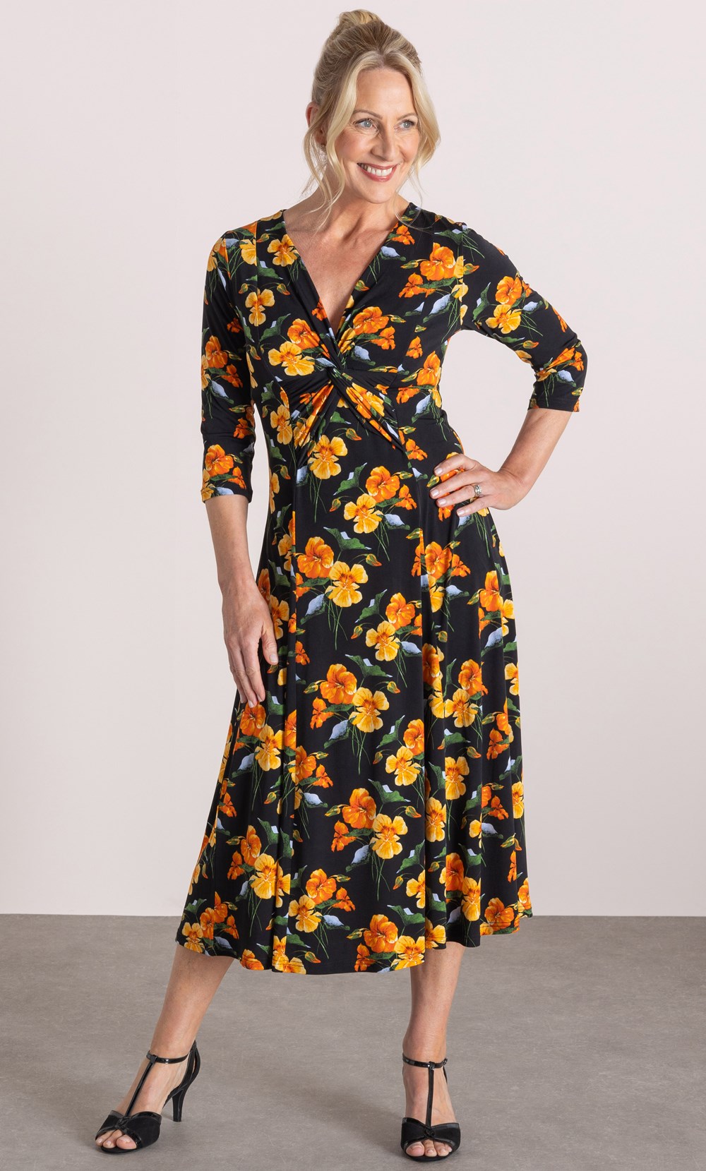 Anna Rose Printed Twist Front ITY Dress
