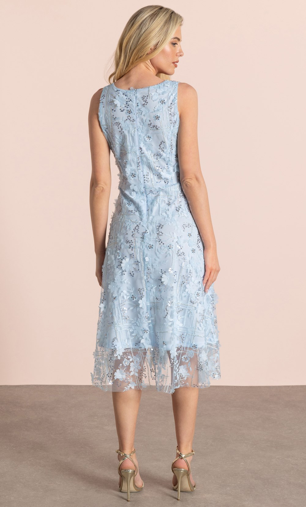 Sleeveless Applique Shimmer Dress