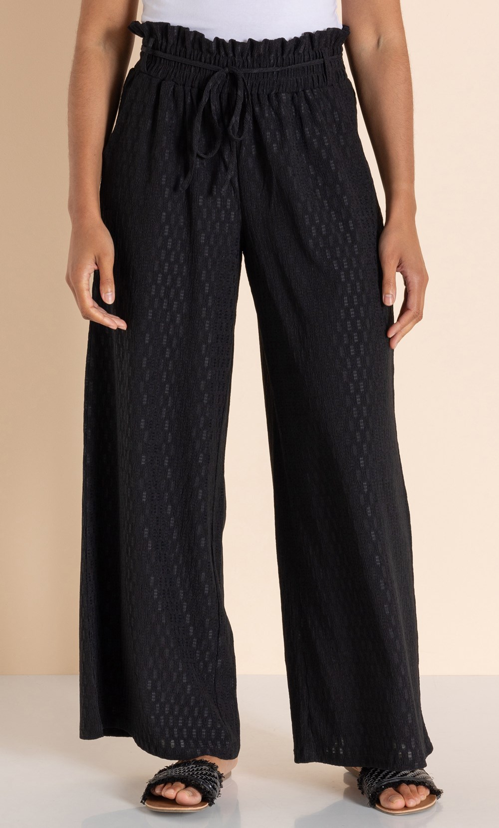 Textured Wide Leg Jersey Trousers