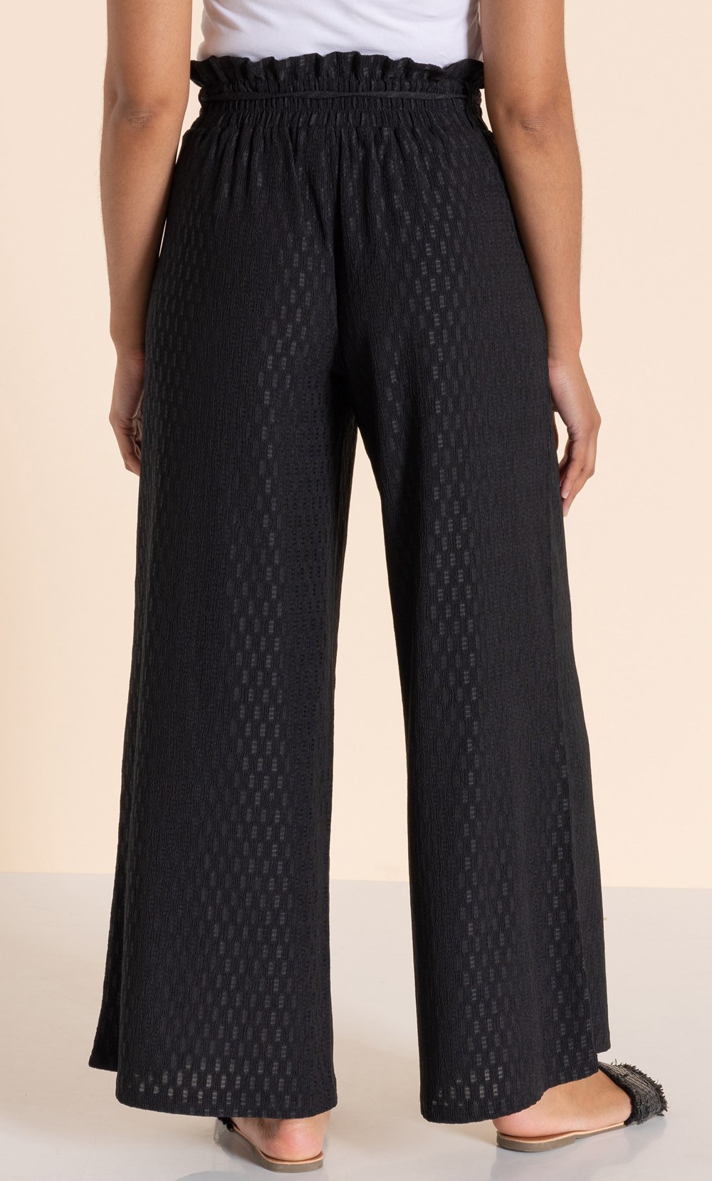 Textured Wide Leg Jersey Trousers