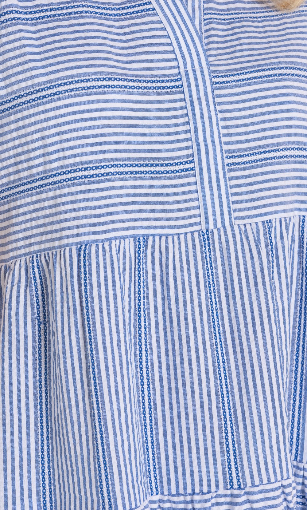 Cotton Seersucker Striped Tunic Dress