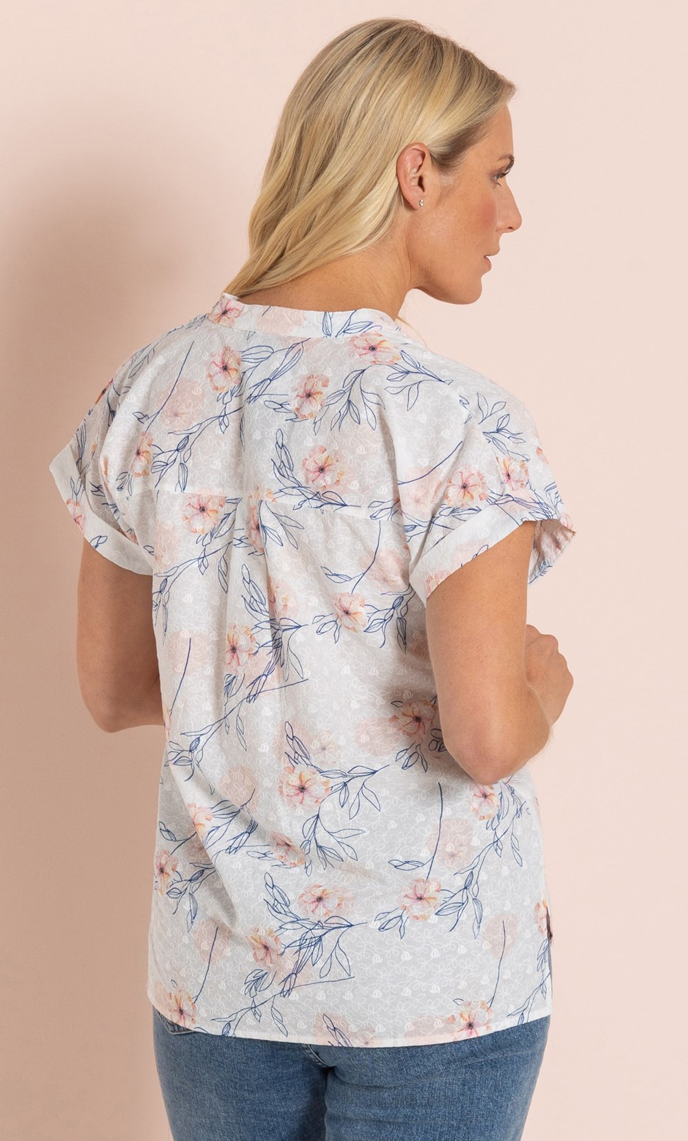 Floral Print And Embroidered Top