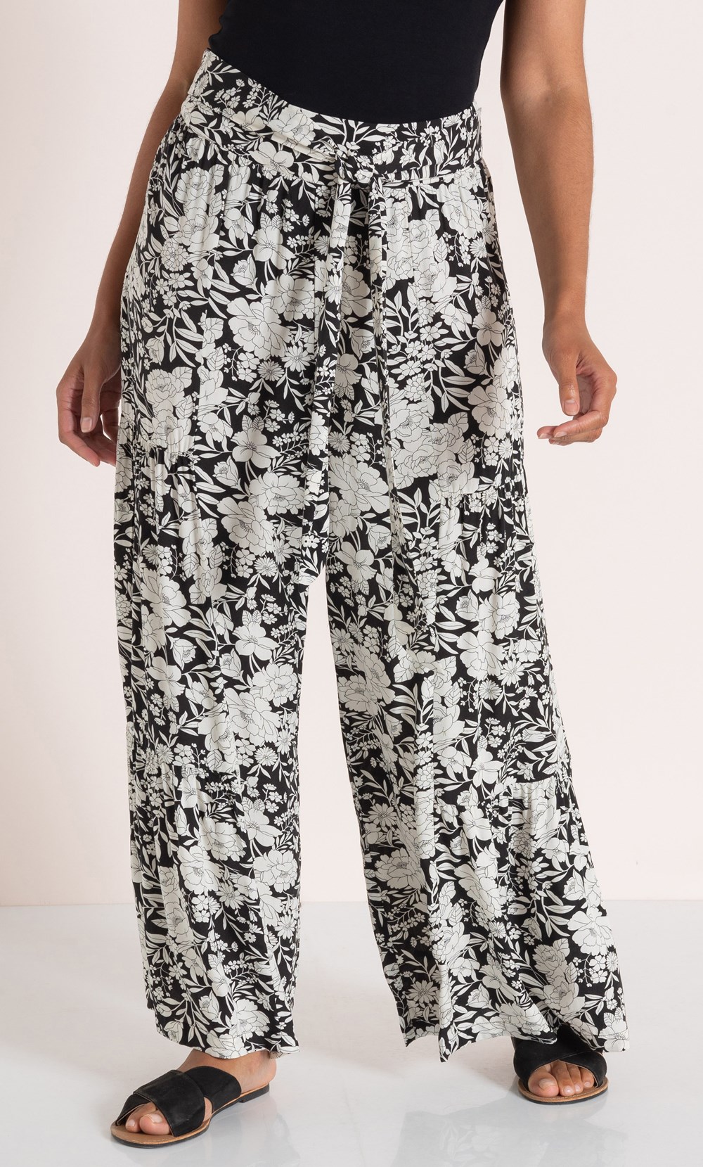 Floral Printed Wide Leg Palazzo Trousers