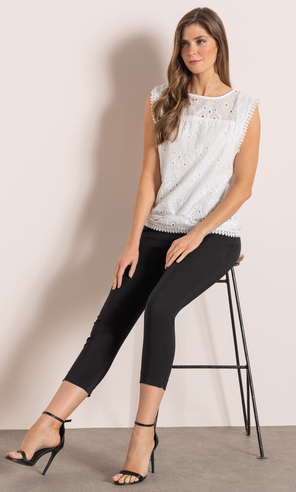 Broderie Sleeveless Cotton Top