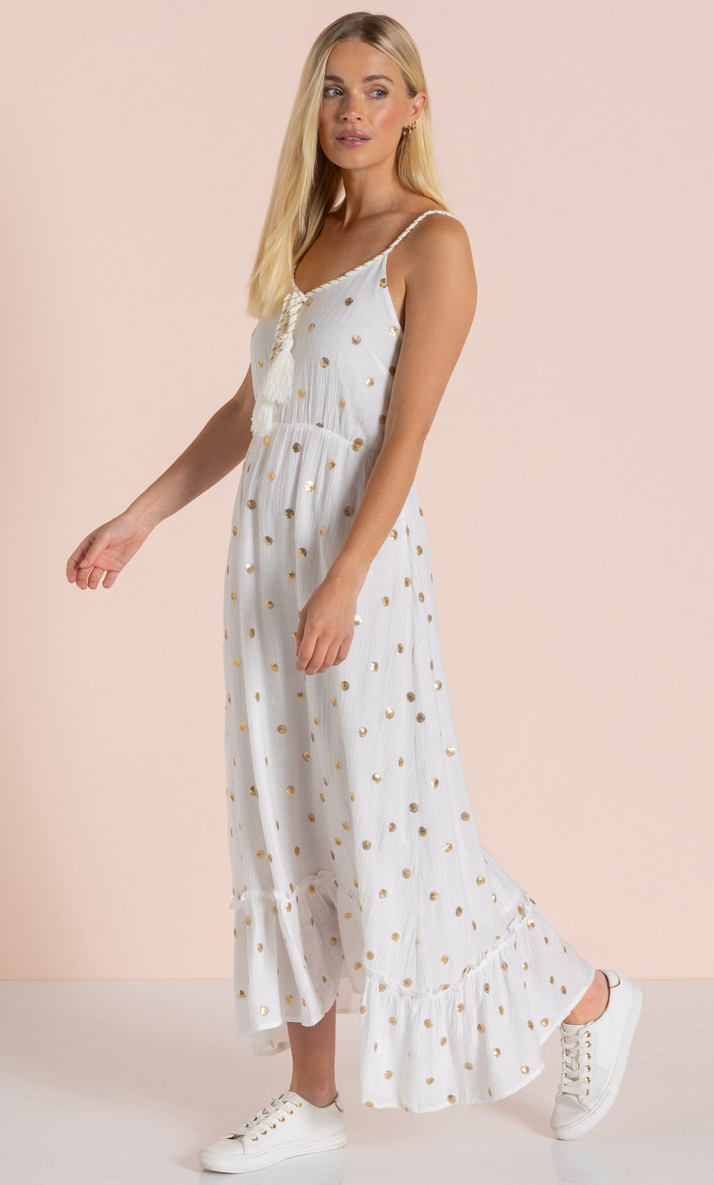 Strappy Circle Embellished Maxi Dress