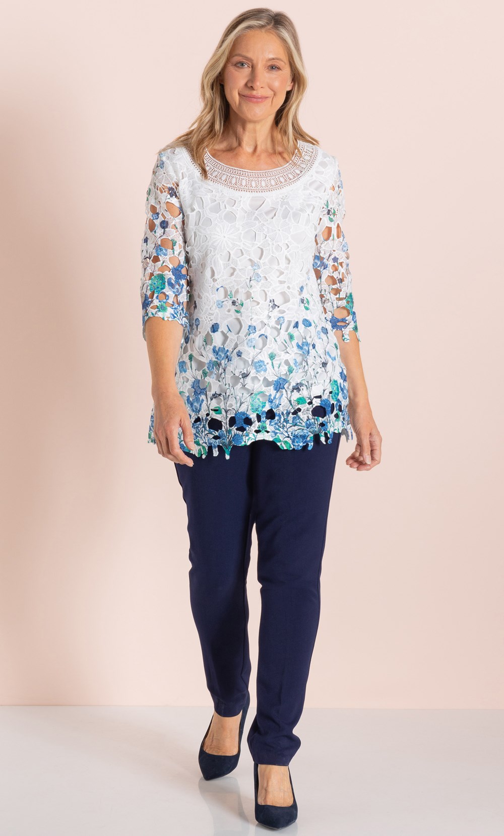 Anna Rose Printed Lace Top
