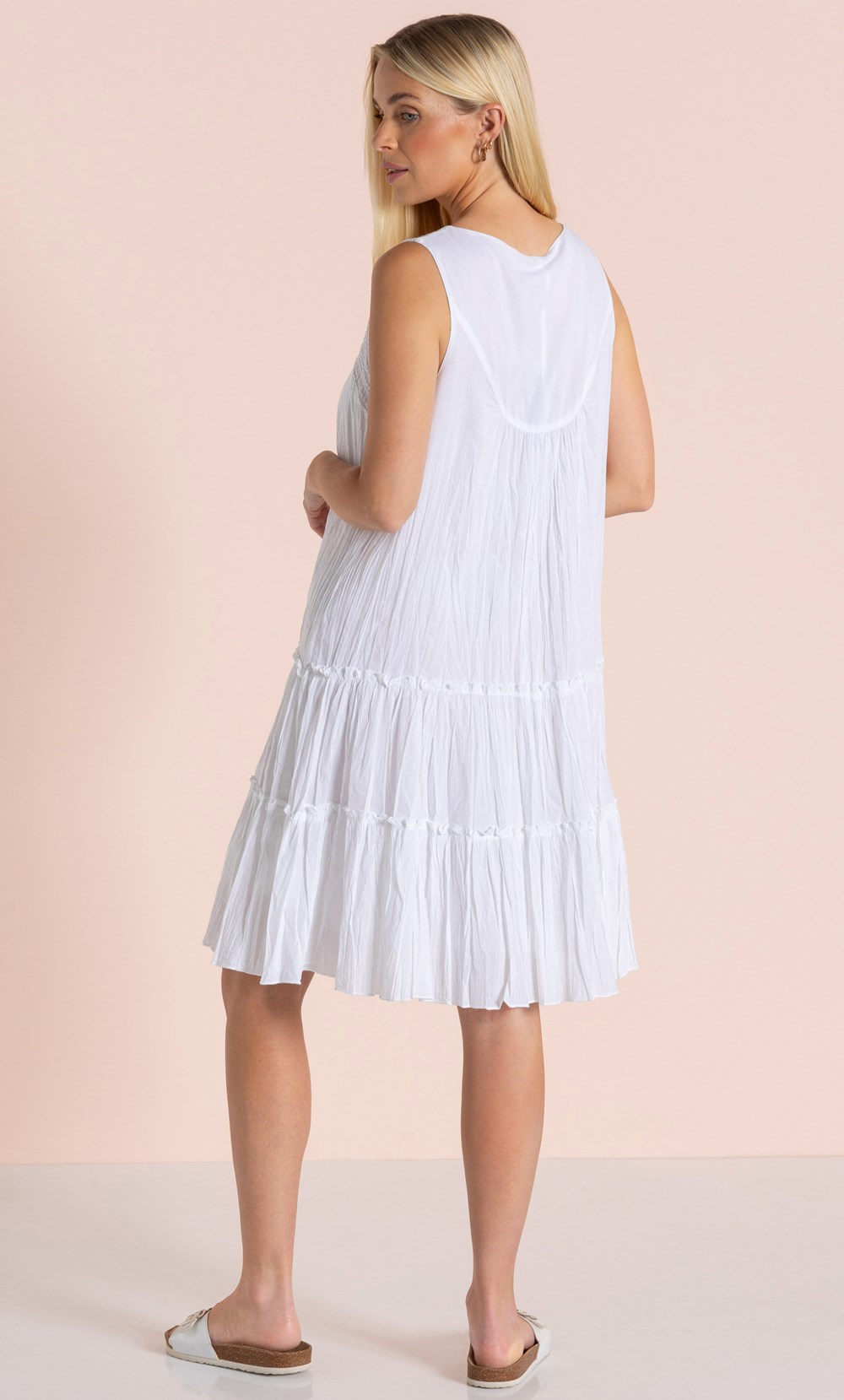 Embroidered Cotton Tiered Tunic Dress