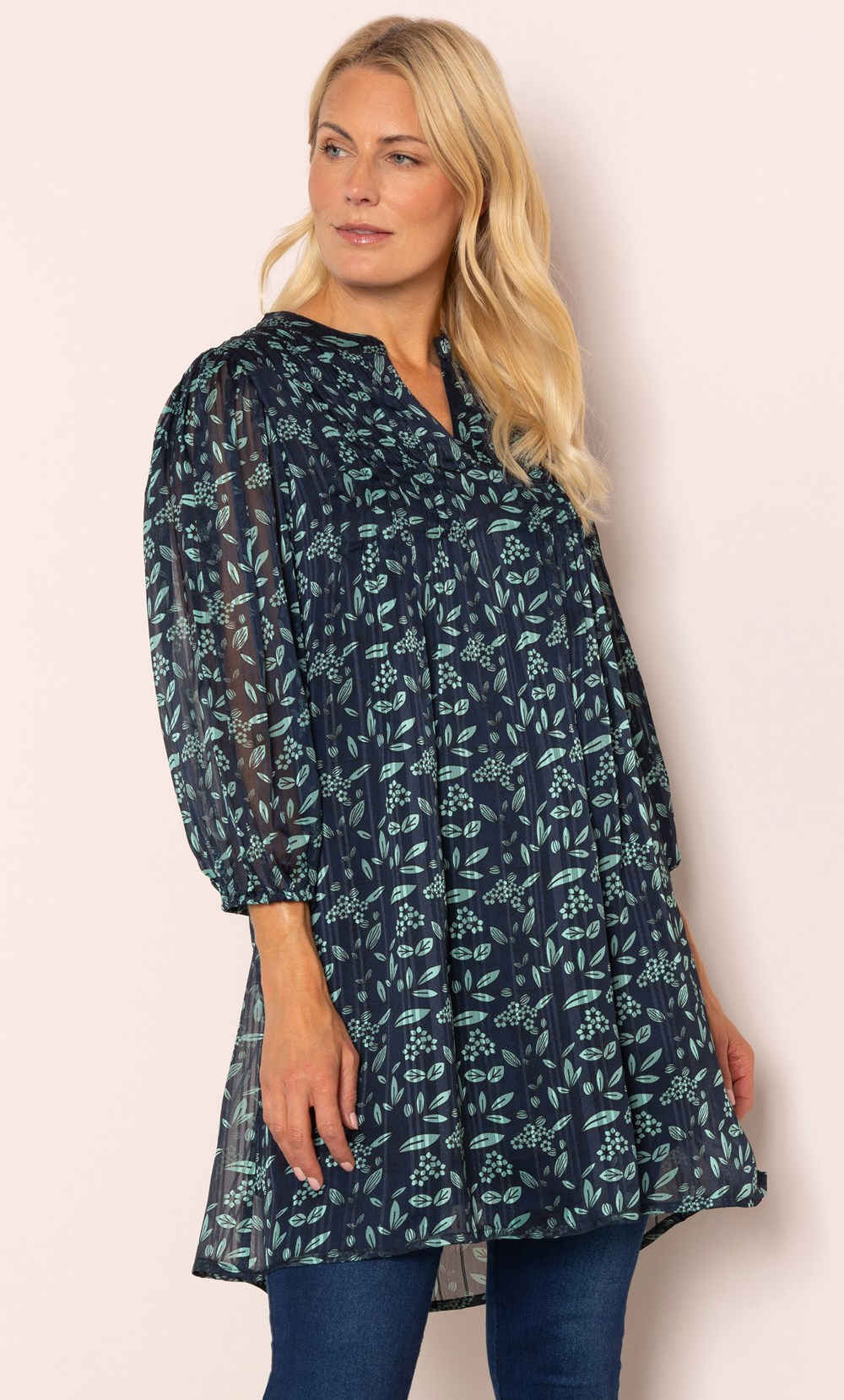 Botanical Print Tunic Top