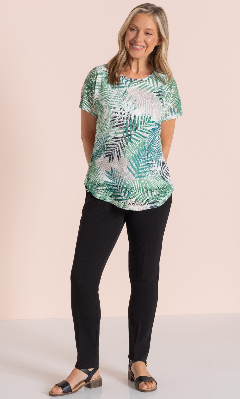 Anna Rose Printed Short Sleeve Top