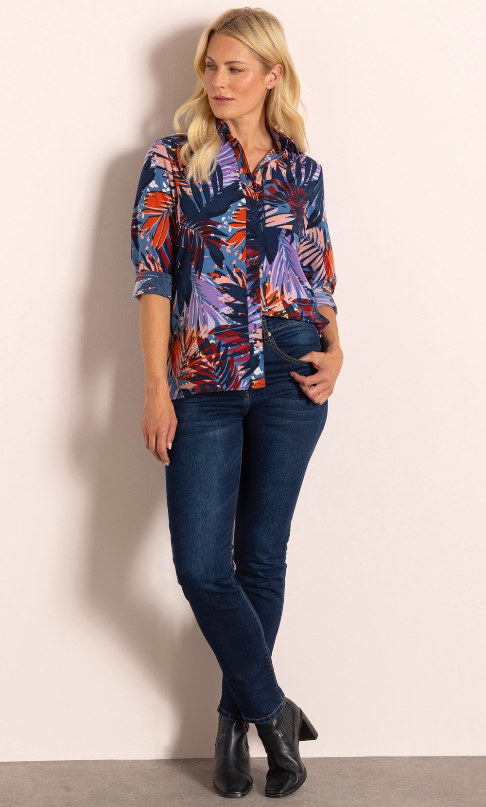 Leaf Print Long Sleeve Shirt