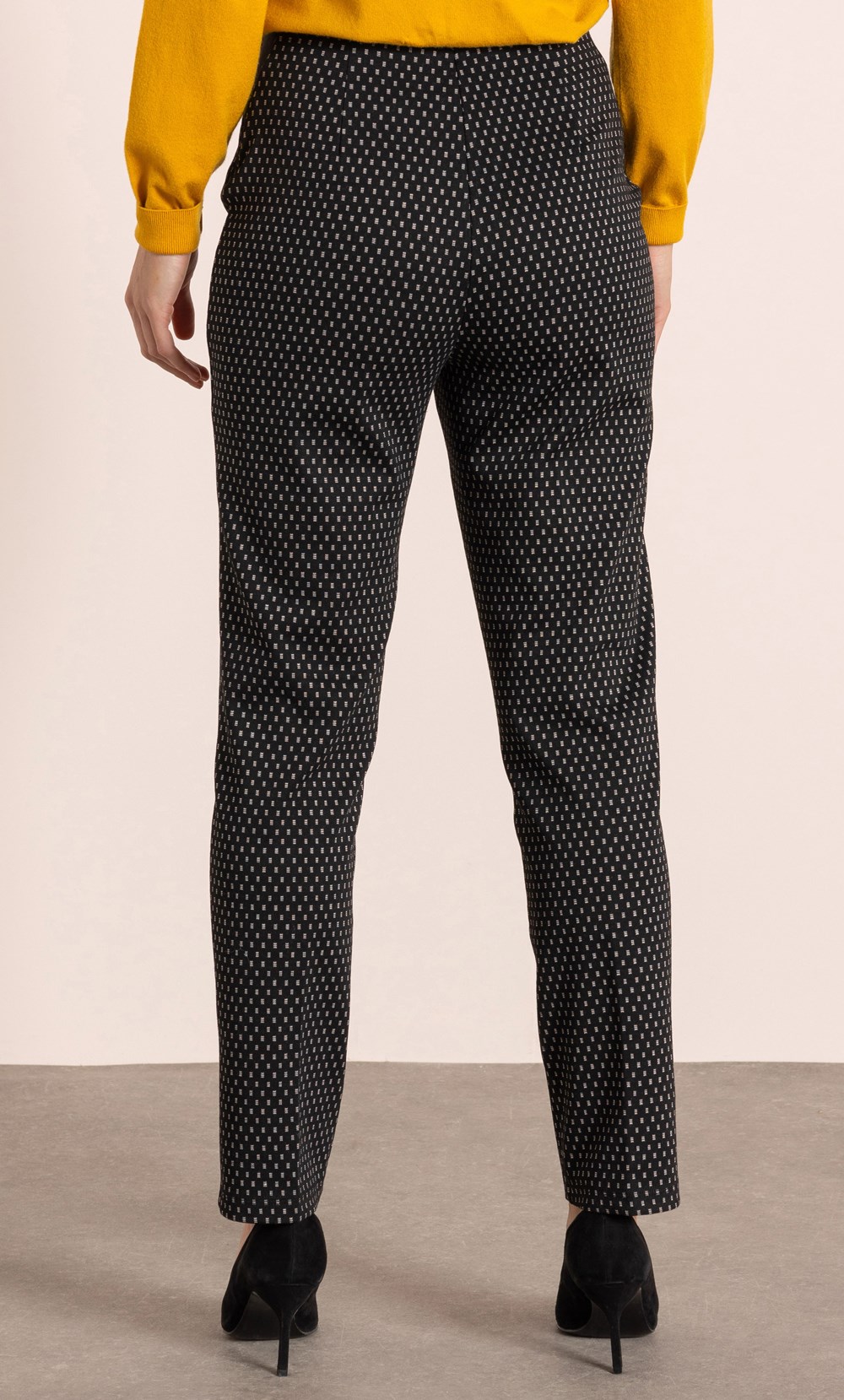 Pull On Patterned Straight Leg Trousers