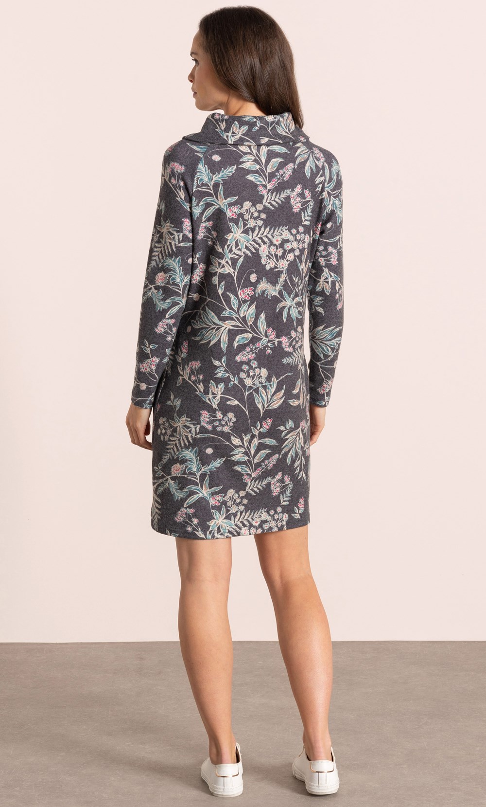 Garden Print Brushed Knitted Tunic Dress