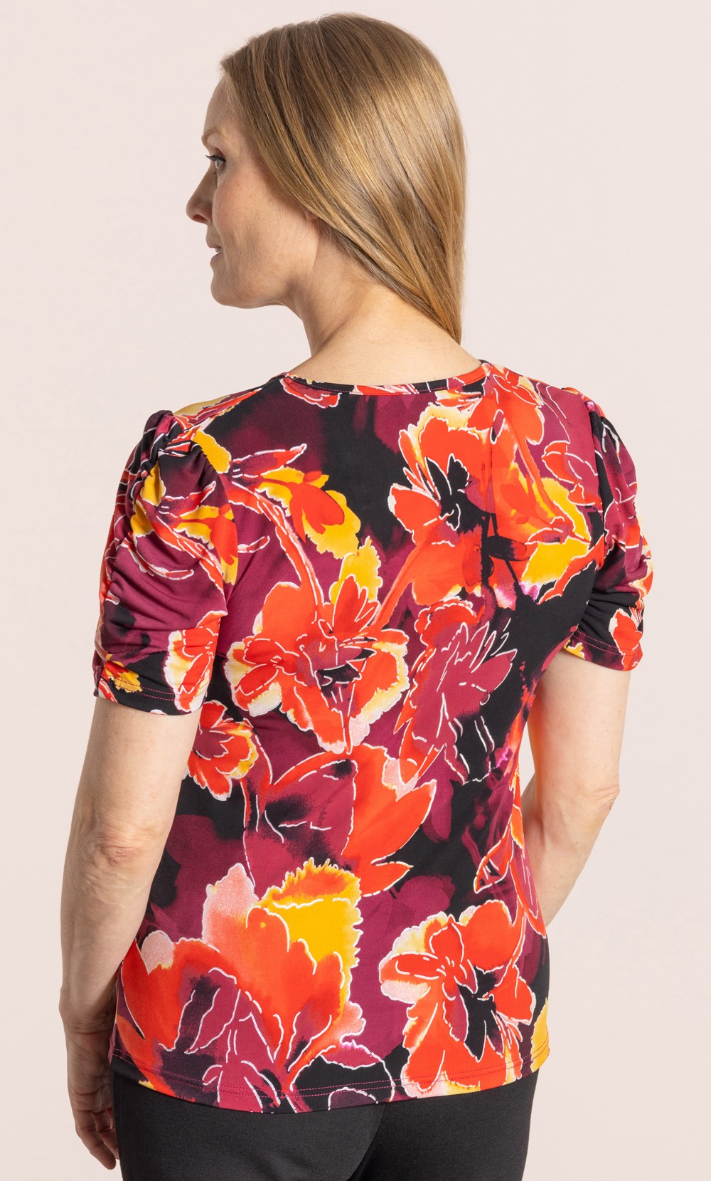 Anna Rose Floral Shimmer Jersey Top