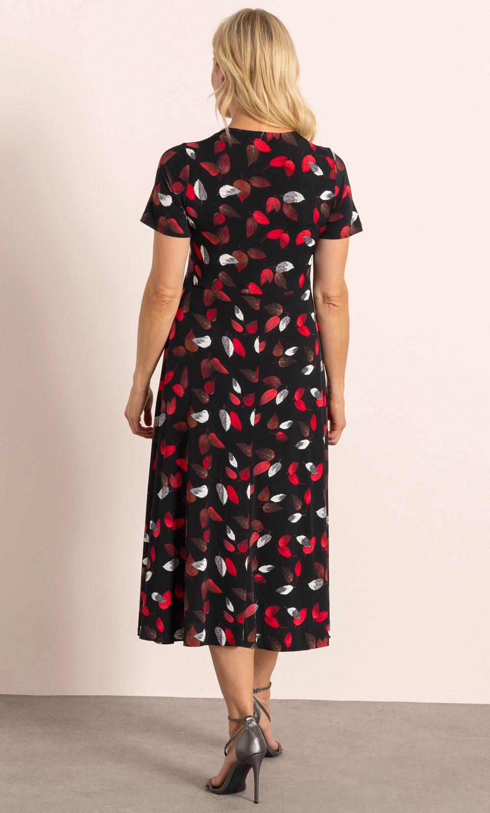 Textured Leaf Printed Midi Dress