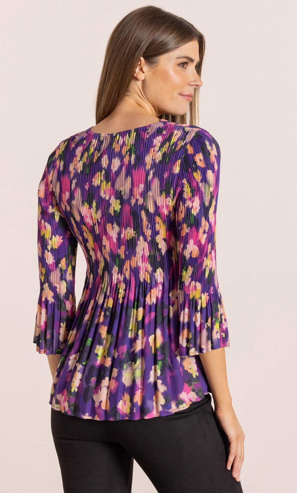 Floral Print Pleated Top