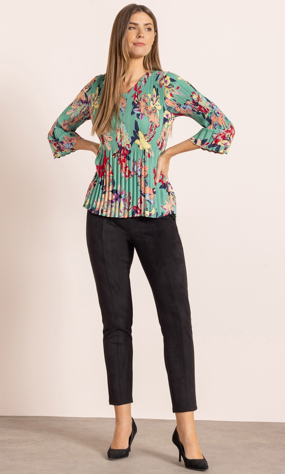 Bouquet Print Pleated Top