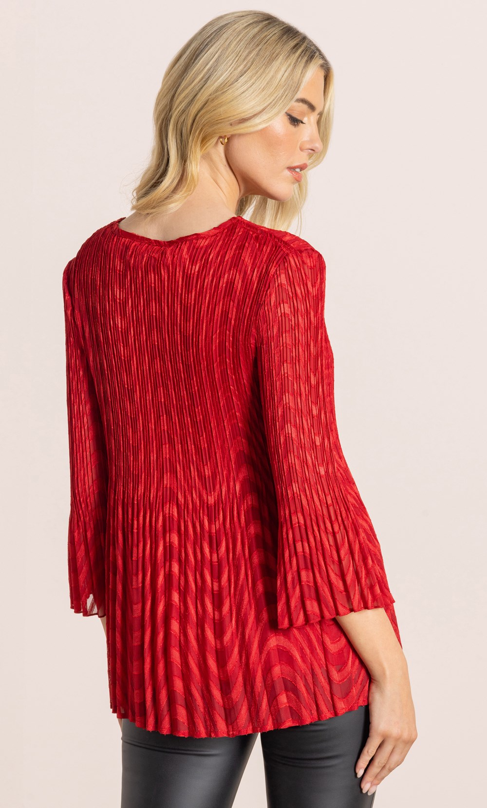 Pleated Flare Bell Sleeve Top