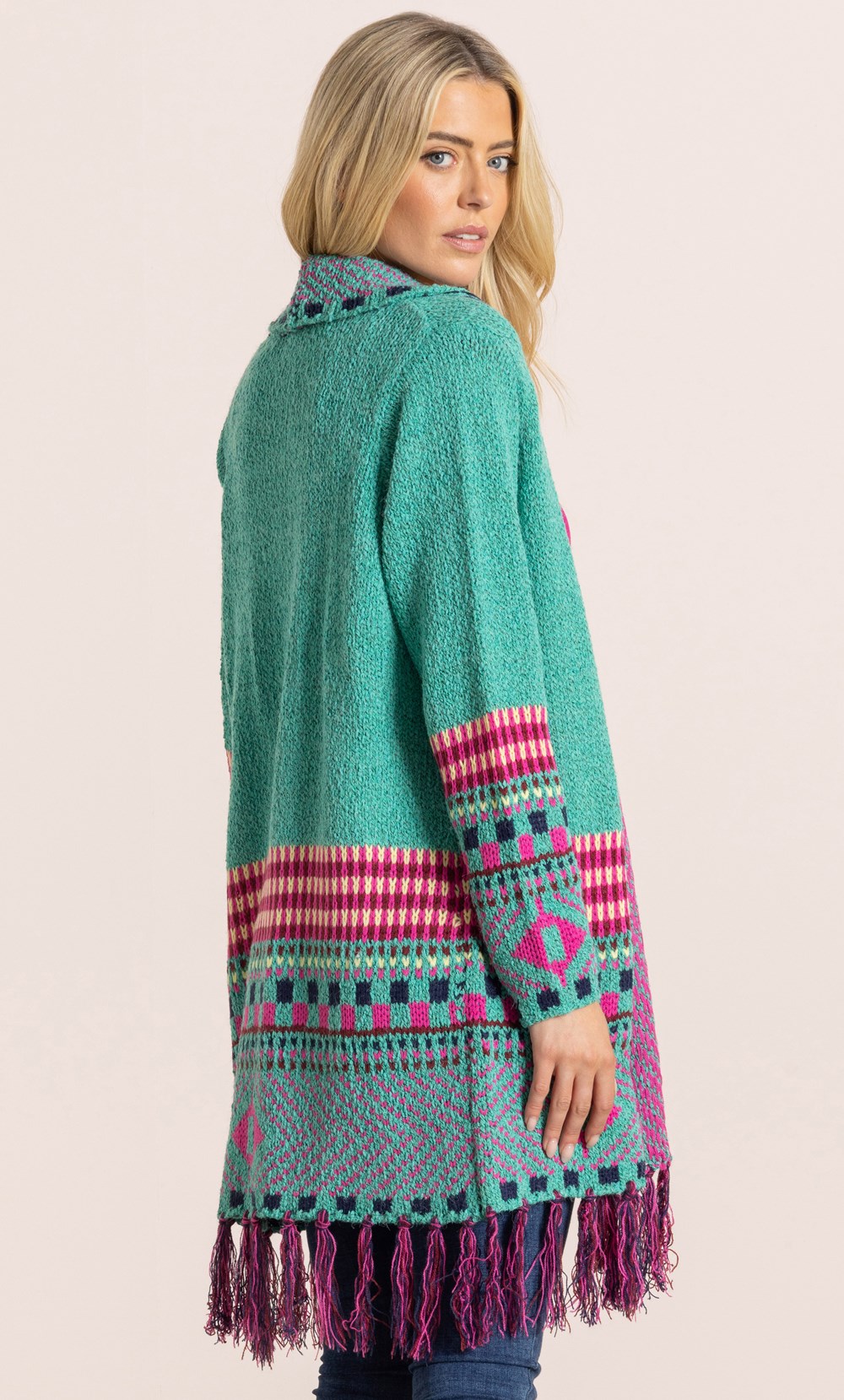 Patterned Open Front Cardigan