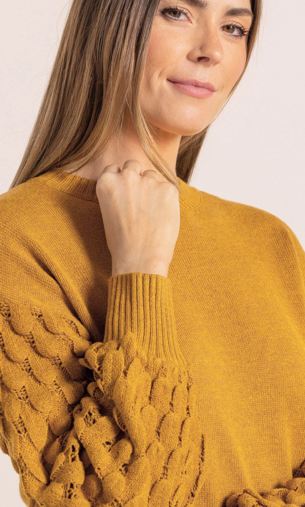 Textured Sleeve Knitted Top