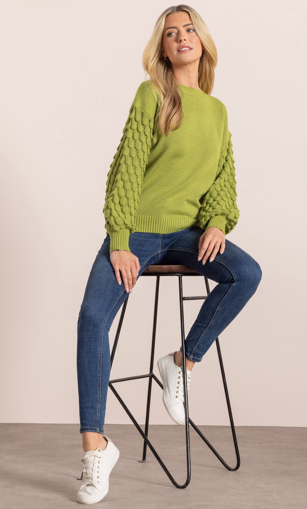 Textured Sleeve Knitted Top