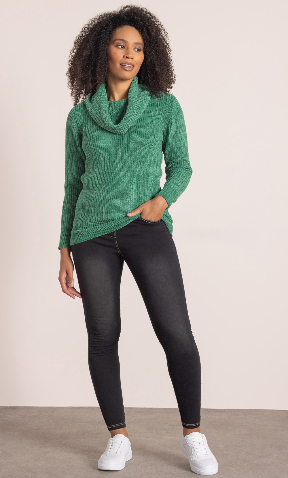 Cowl Neck Long Sleeve Chenille Jumper