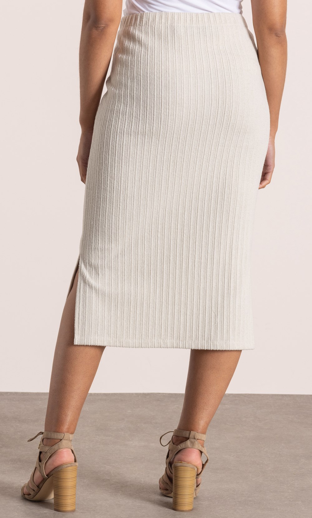 Brushed Rib Knit Midi Skirt