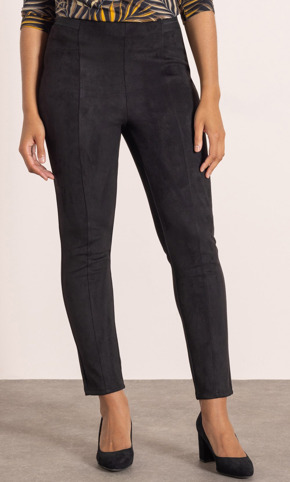 Slim Leg Pull On Suedette Trousers