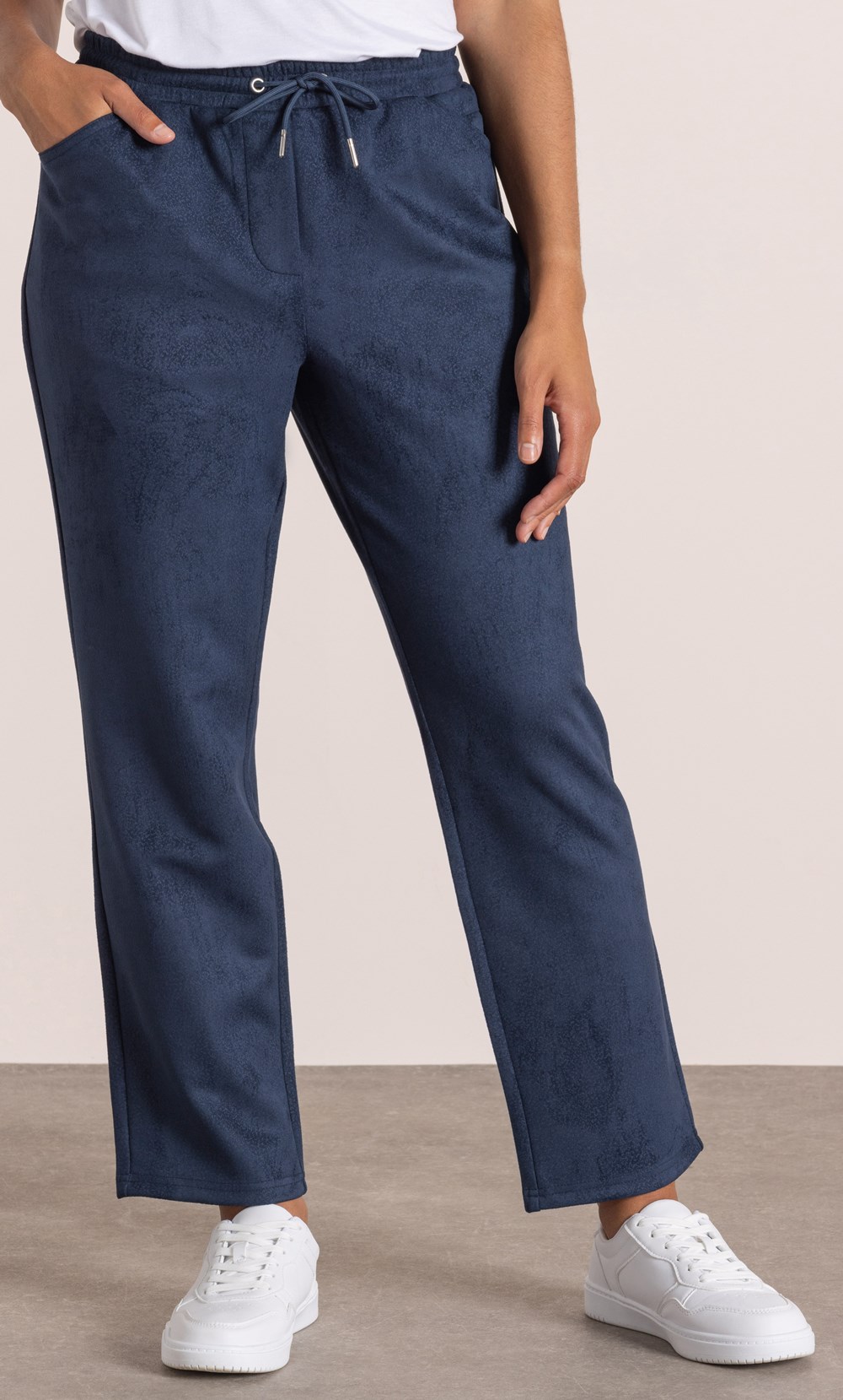 Suedette Pull On Tapered Leg Trousers