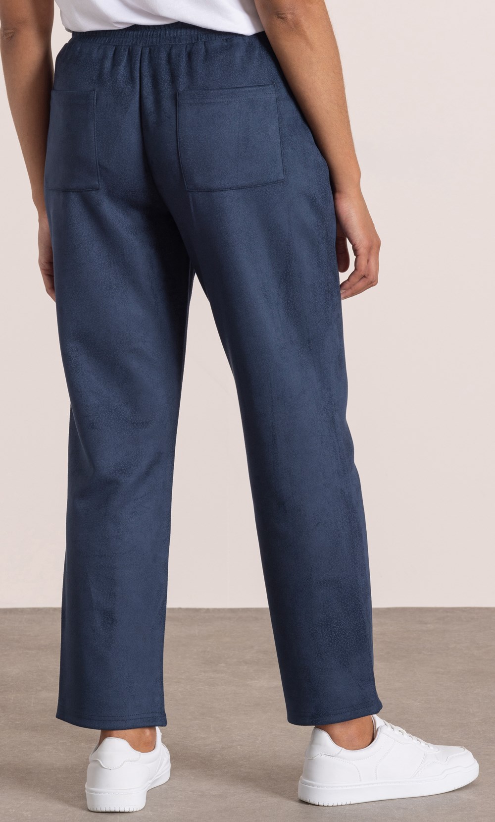 Suedette Pull On Tapered Leg Trousers