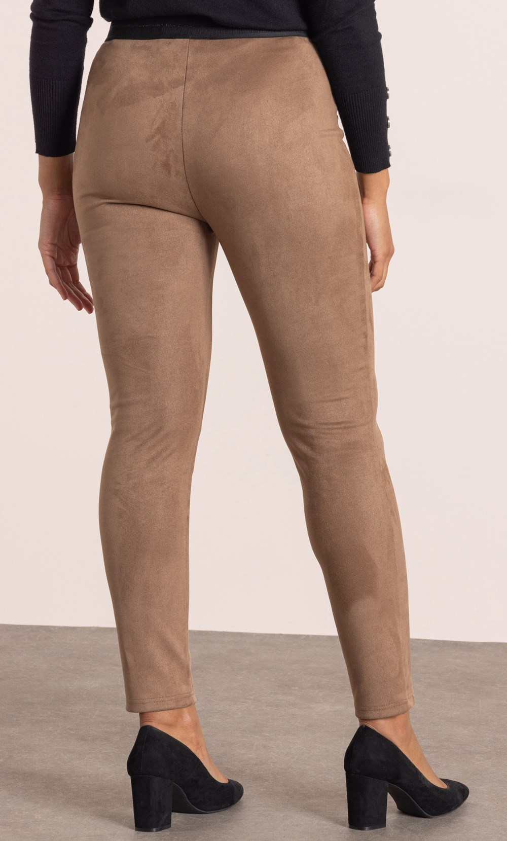 Slim Leg Pull On Suedette Trousers