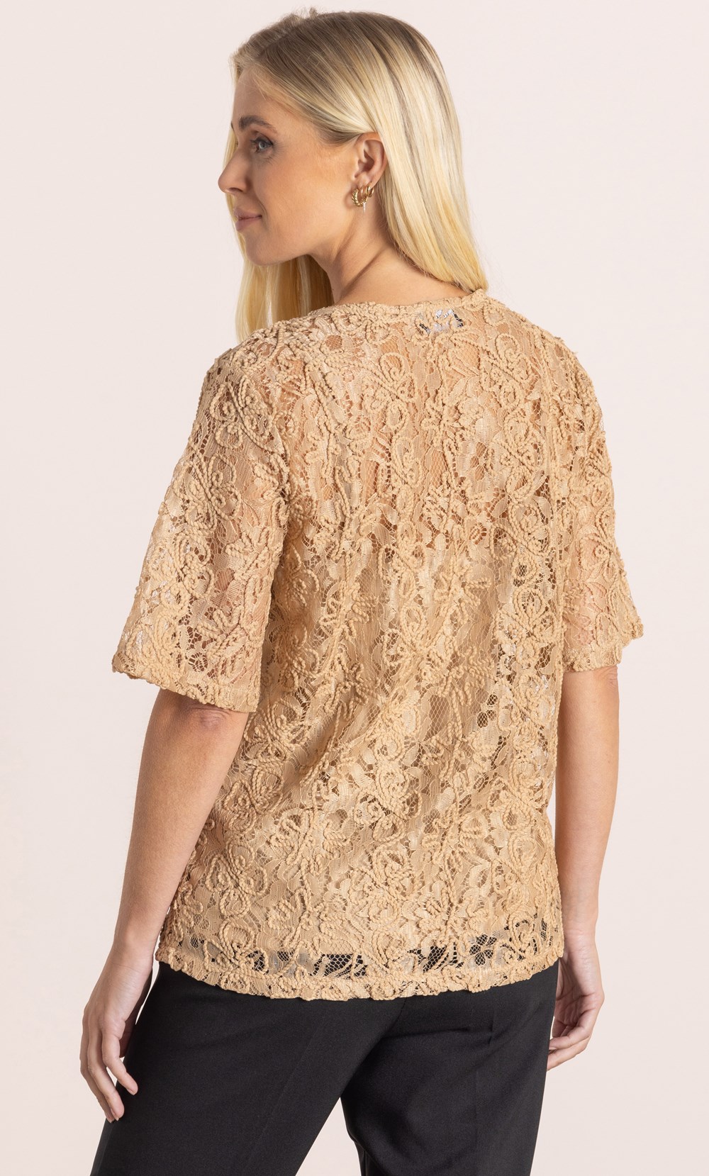 Short Sleeve Corded Lace Top