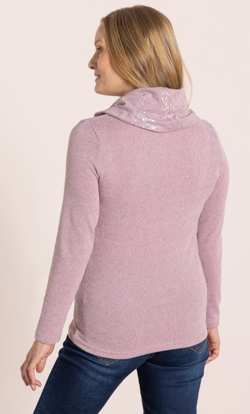 Anna Rose Foil Printed Cowl Neck Jumper