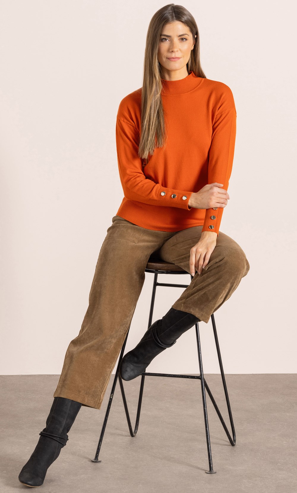 Turtle Neck Stud Trim Jumper