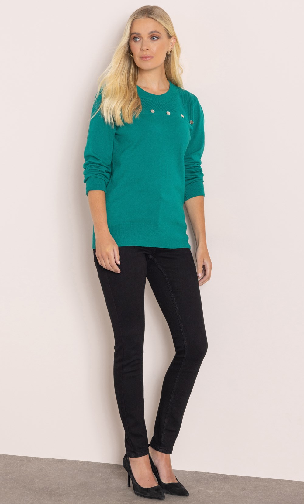 Stud Trim Long Sleeve Jumper