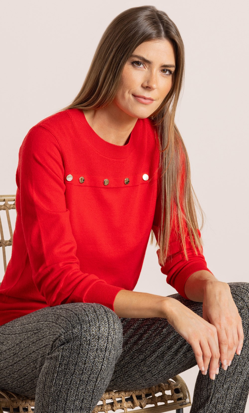 Stud Trim Long Sleeve Jumper