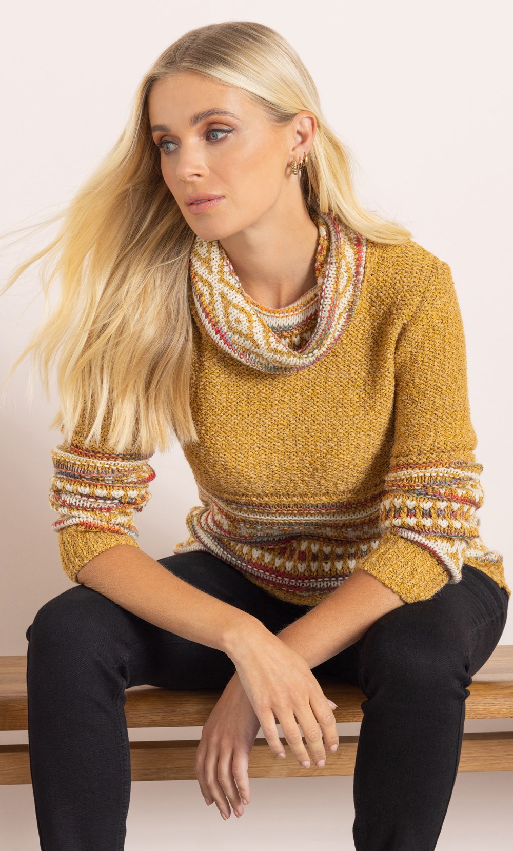 Nordic Print Cowl Neck Jumper