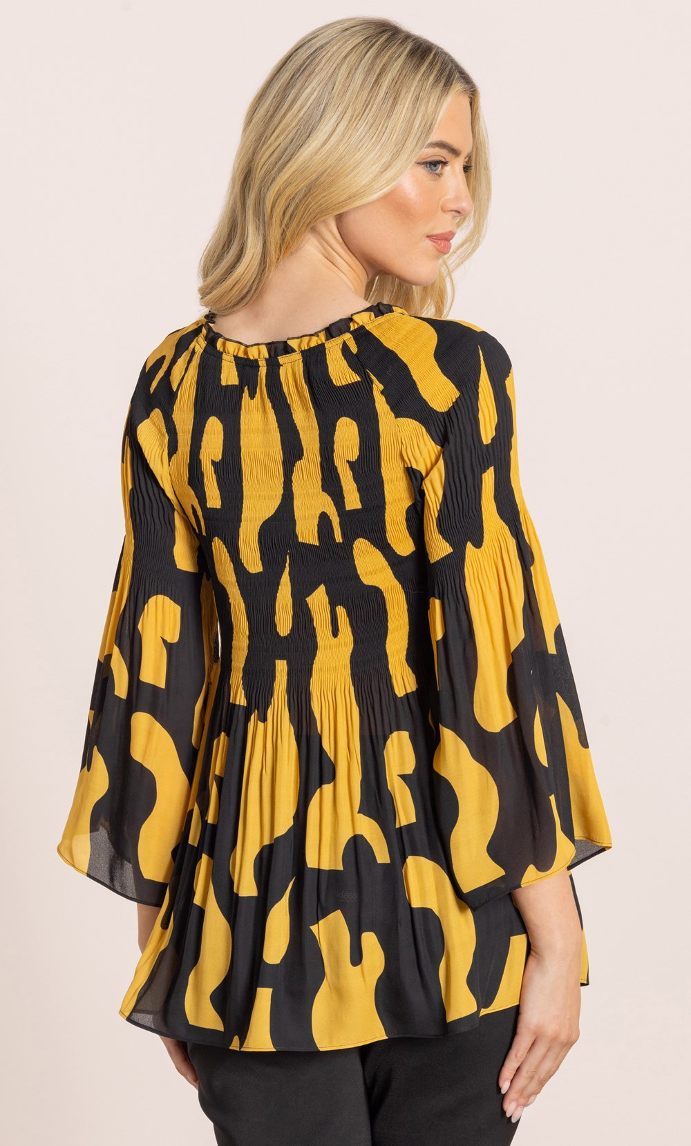 Abstract Print Pleated Top