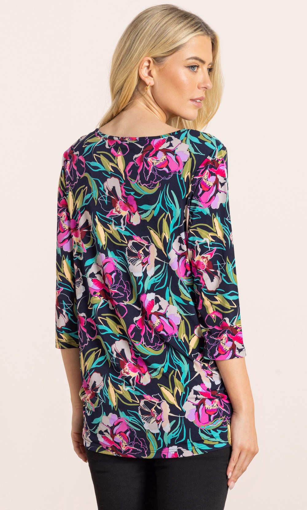 Garden Print Ruched Tunic Top