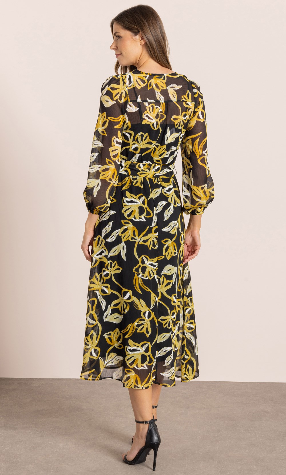 Printed Long Sleeve Midaxi Dress