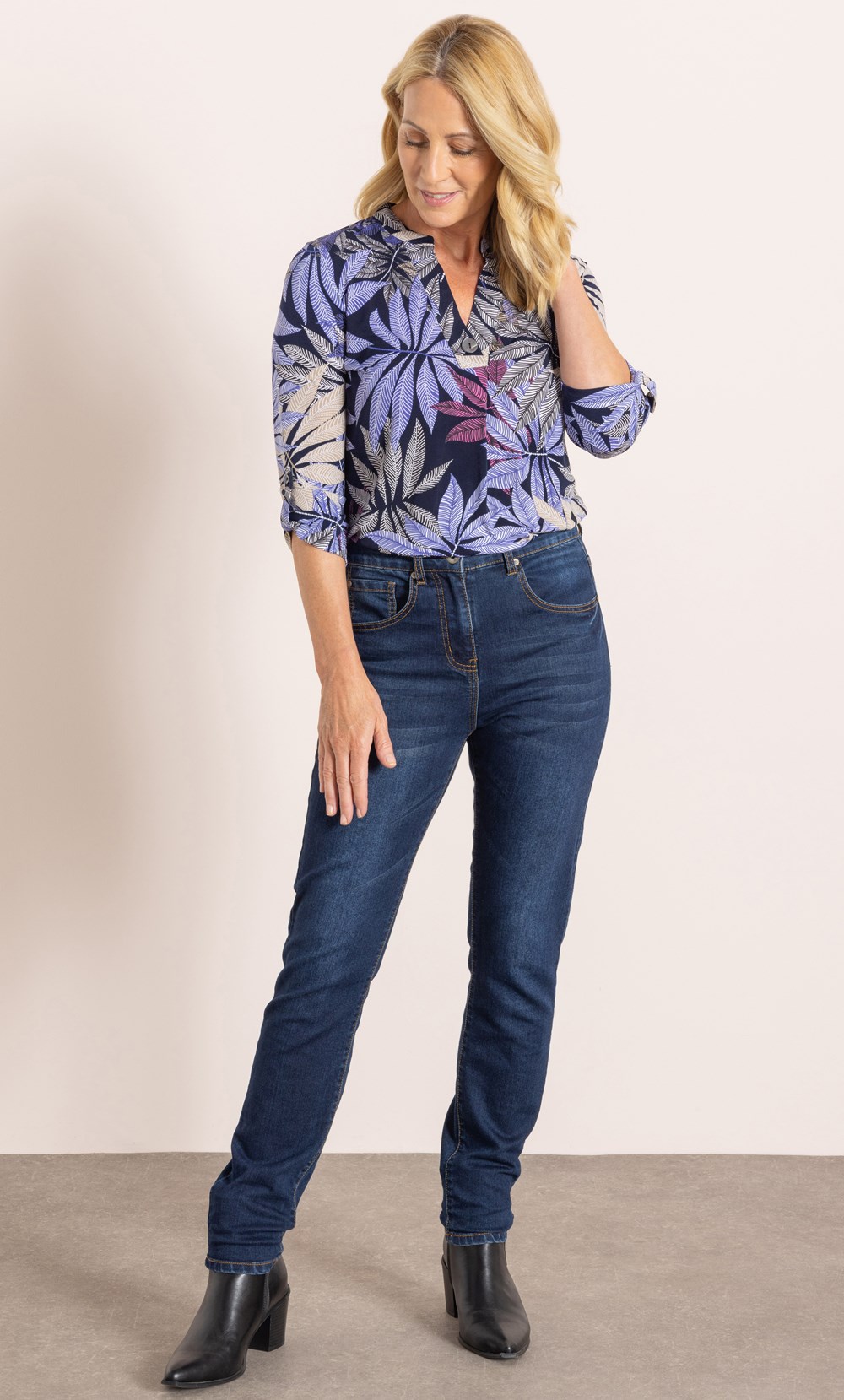 Anna Rose Leaf Printed Top